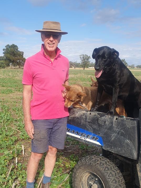 Agronomist Tim Paramore from Walla Walla with his dogs Jac and Bess. Picture: Supplied