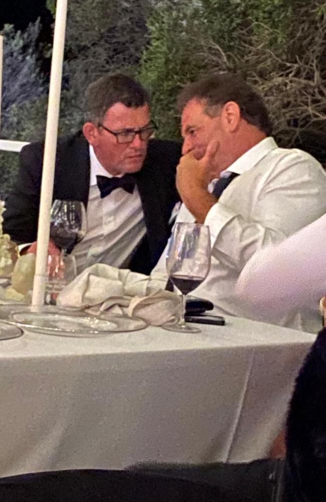 The pair were photographed deep in discussion during the reception.