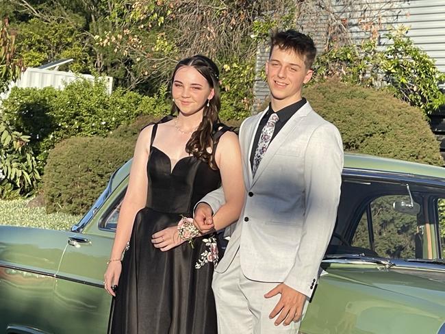 Matisse Harrod and Rhett Sweetname arrive at the formal.