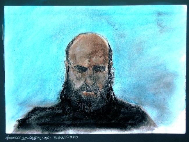 Terror-accused Mustafa Dirani / Court sketch by Vincent de Gouw