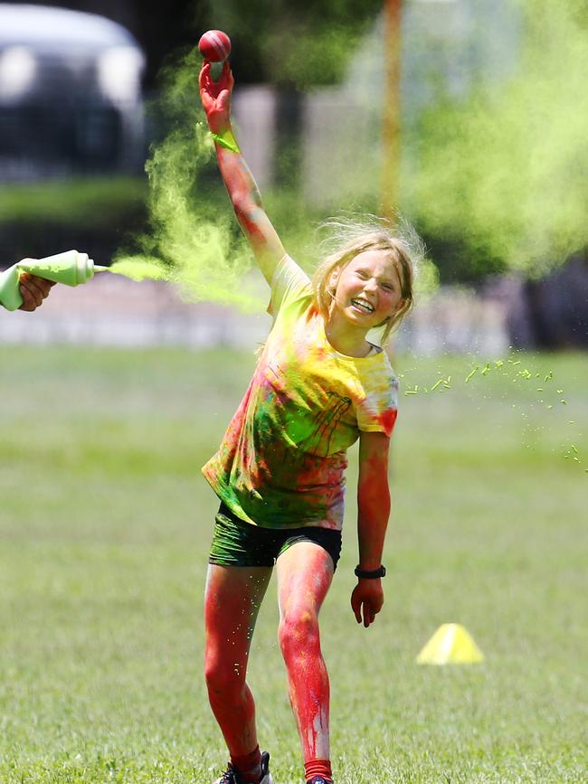 Ashleigh Macpherson during the Queensland Cricket All Girls Cricket Colour Blast match at Griffiths Park, Manunda in 2020. Picture: Brendan Radke