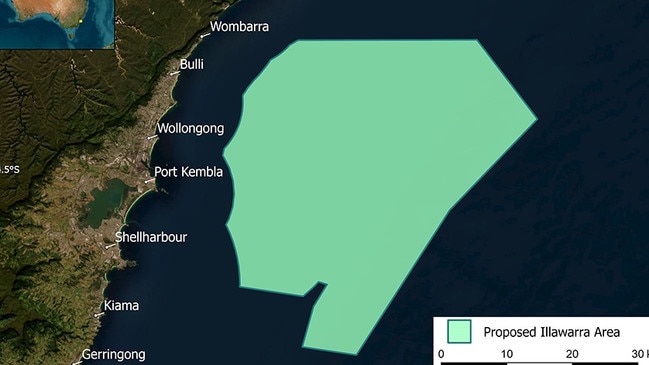 The Department of Climate Change, Energy the Environment and Water Illawarra wind farm. Proposed zone.