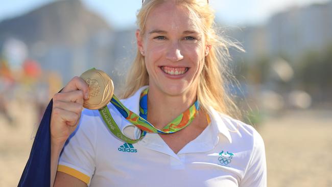 Australia's Kim Brennan won gold in the single sculls at the Rio 2016 Olympic Games.