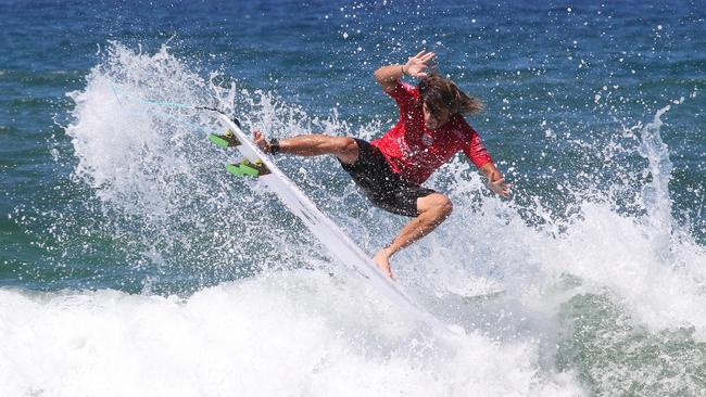 Pictured at the Burleigh Pro held at Burleigh Heads surfing action and crowds . Gold Coast surfer Quinn Bruce . Picture Mike Batterham