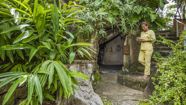 Entrance to the monks' cave at Kamalaya wellness resort.