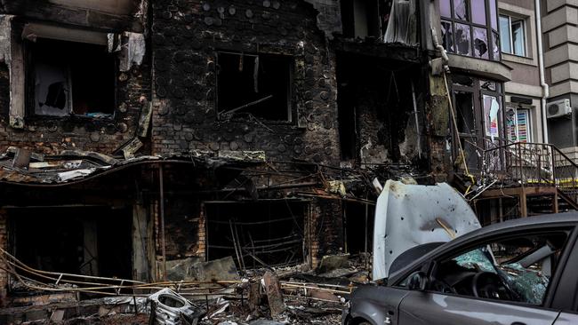 A destroyed building in Bucha, northwest of Kyiv.