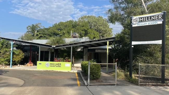 It was a rude start to the school holidays for Millner Primary School with vandals breaking in and leaving graffiti on the walls. Picture: Bethany Griffiths