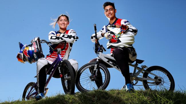 Sibling BMX riders Saya and Kai Sakakibara. Picture: Adam Head