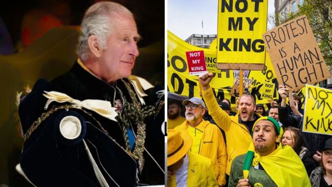 King Charles booed by anti royals as he opened parliament