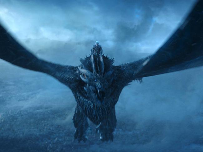 This image released by HBO shows Vladimir Furdik as The Night King on the season finale of "Game of Thrones." The series set yet another audience record Sunday with its seventh-season finale. Nielsen says an all-time high of 12.1 million viewers were tuned in to the wildly popular fantasy drama. An additional 4 million caught the episode on streaming channels. (HBO via AP)