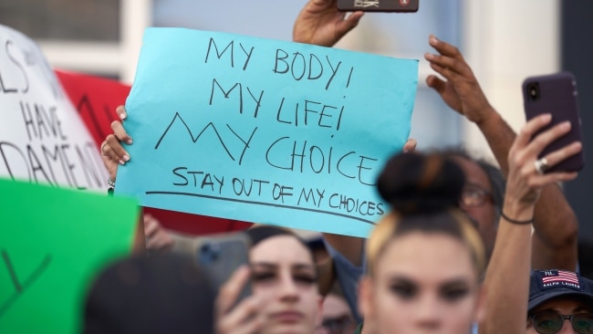People march together to protest against the Supreme Court's decision to overturn Roe v Wade. Picture: Getty Images