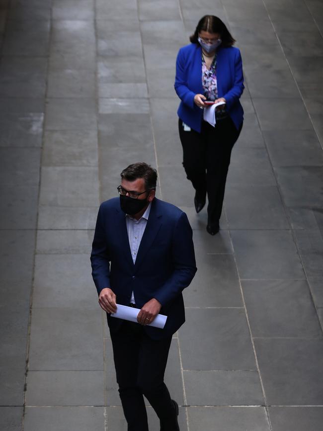 Victorian Premier Daniel Andrews and Health Minister Jenny Mikakos.