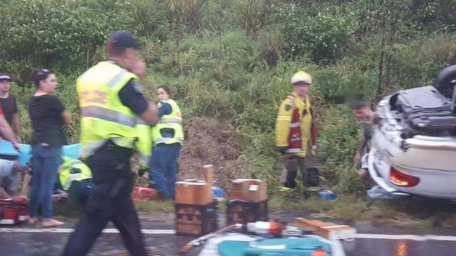 A car has crashed on the Warrego Highway. Picture: Contributed