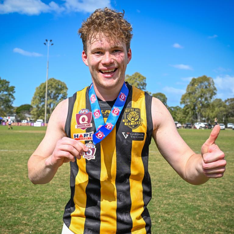 Benjamin Wilkinson for Mayne Tigers won the best on ground for the Div 1 Reserves QFA grand final. Picture: Supplied