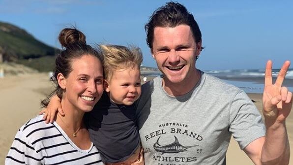 Mardi and Patrick Dangerfield with son George. Picture: Instagram