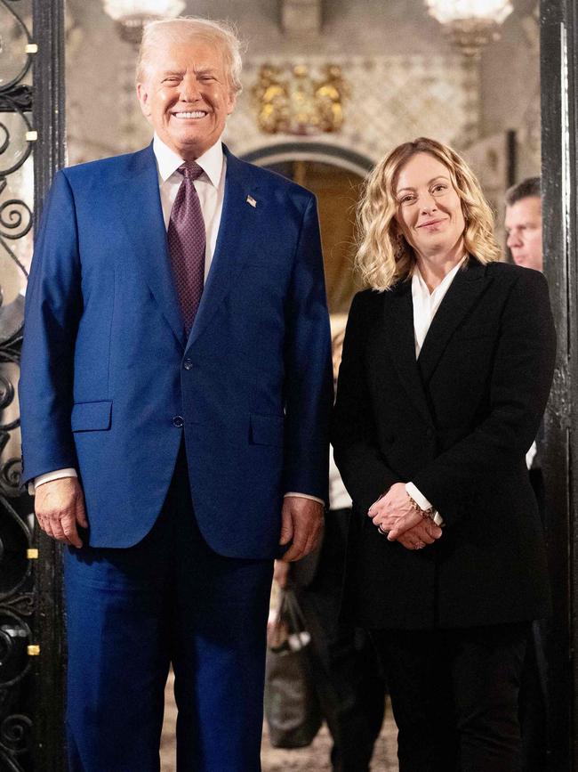 Mr Trump with Italian Prime Minister Giorgia Meloni. Picture: AFP