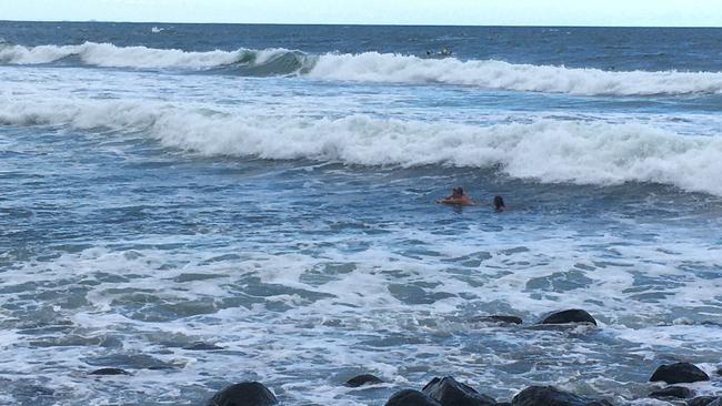 View of a potentially deadly rip at Burleigh Heads from Rick Shores restaurant. Photo: John Affleck.