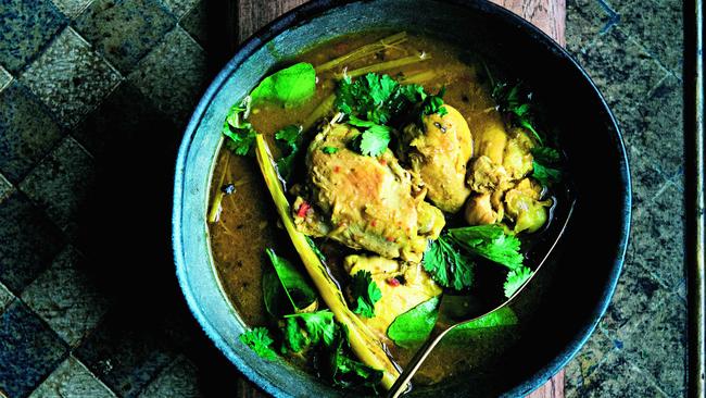 Mimi Spencer and Sam Rice’s Balinese yellow curry chicken. Picture: Supplied.