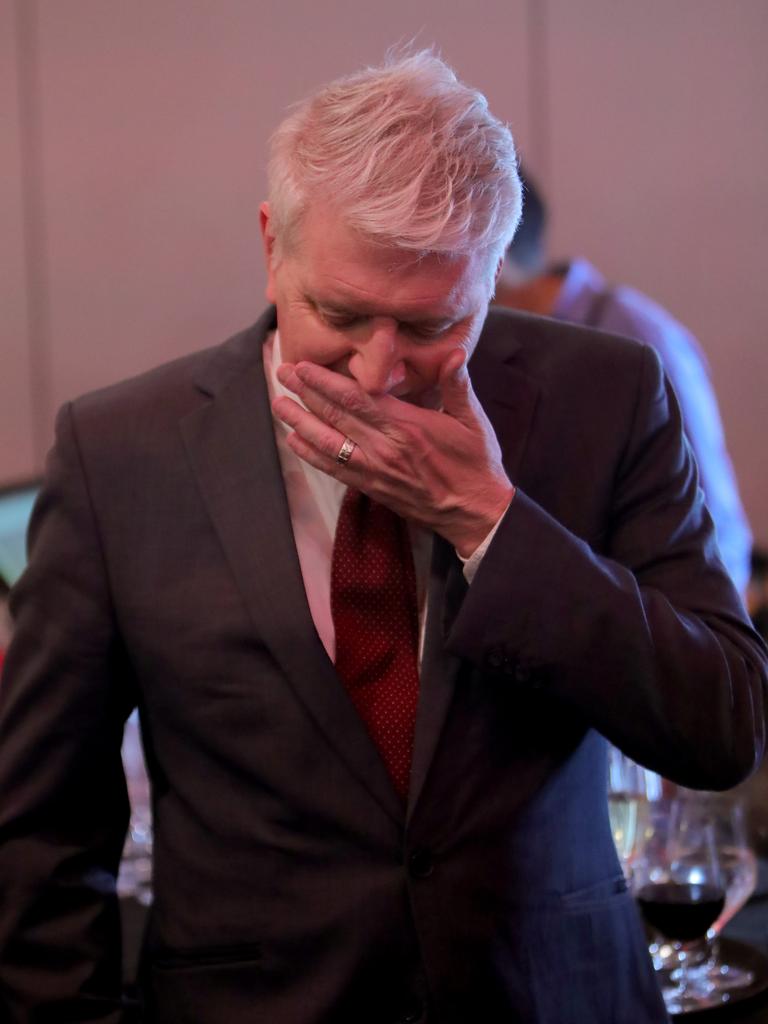 MP Brendan O'Connor tries to take in the bad news at the 2019 ALP Election Night function. Picture: Stuart McEvoy.