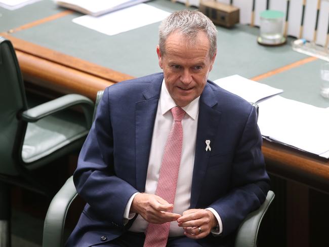 Opposition Leader Bill Shorten in Question Time in the House of Representatives Chamber, at Parliament House in Canberra. Picture Kym Smith