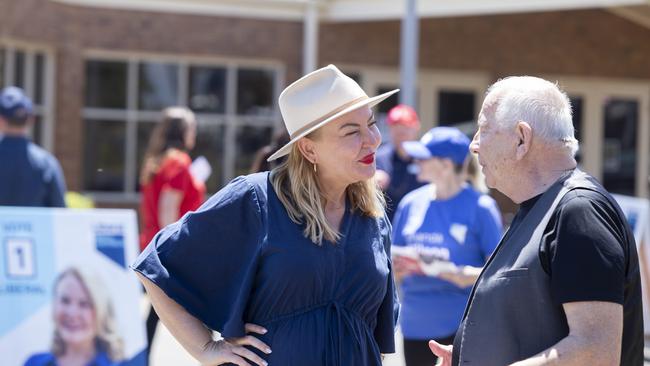 Liberal Candidate Amanda Wilson at pre-poll ahead of this weekend’s Black by-election. Picture: Brett Hartwig