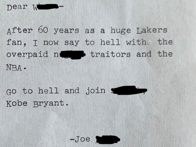 Jeanie Buss was sent this disgusting note.