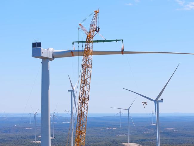 MacIntyre Wind Farm outside Warwick has smashed its construction targets with the project having installed it's 100th turbine. Photo: Supplied