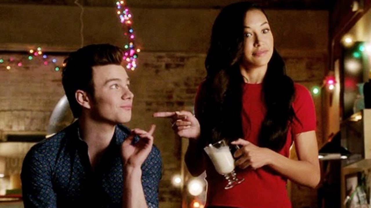 Colfer as Kurt and Rivera as Santana in Glee.