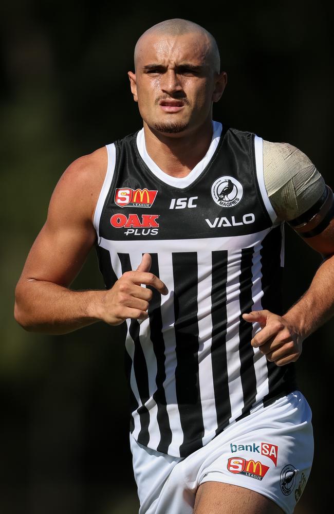 Sam Powell-Pepper plays in the SANFL for the Magpies, against Sturt at the weekend. Picture: Matt Turner