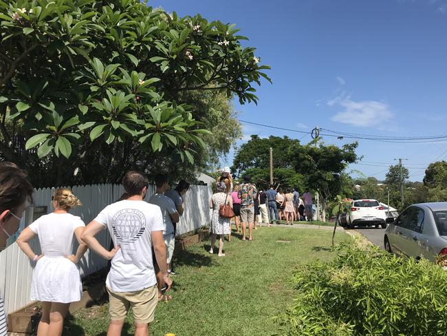 The line up for an open house at 18 Lucy Street Gaythorne.