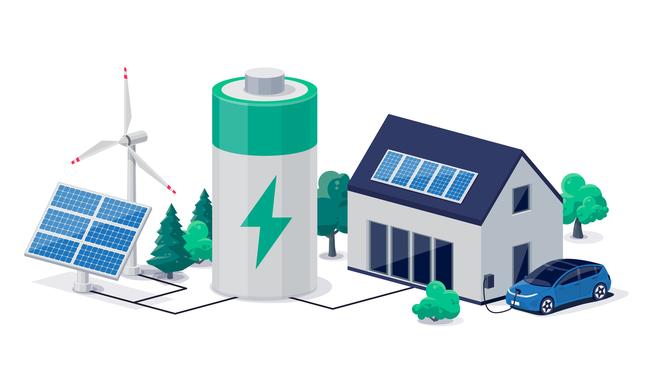 Virtual battery energy storage with house photovoltaic solar panels.