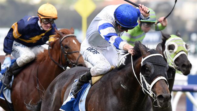 Jockey Zac Purton rode Kaonic to victory at Flemington in 2018.