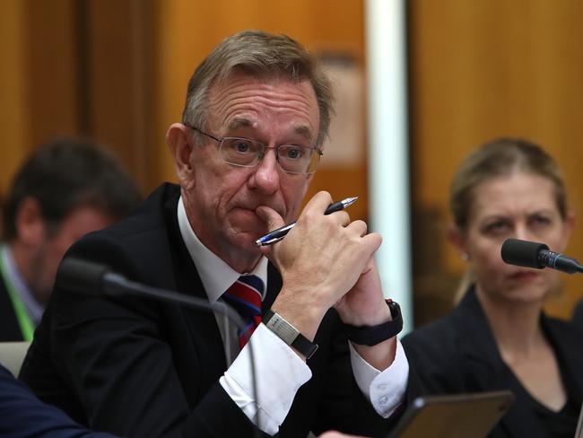 Murray-Darling Basin Authority chief executive Phillip Glyde appearing at a Senate Estimates hearing in Canberra. Picture Kym Smith