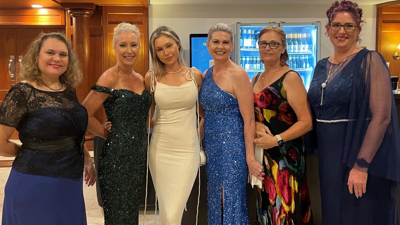 Tracey Radford, Melissa Gilbert, Karina Morrissey, Samantha Bassett, Maria Anglim and Melanie Schramm at the 25th anniversary of the Far North Queensland Hospital Foundation Ball at Pullman Cairns. Picture: Yashee Sharma