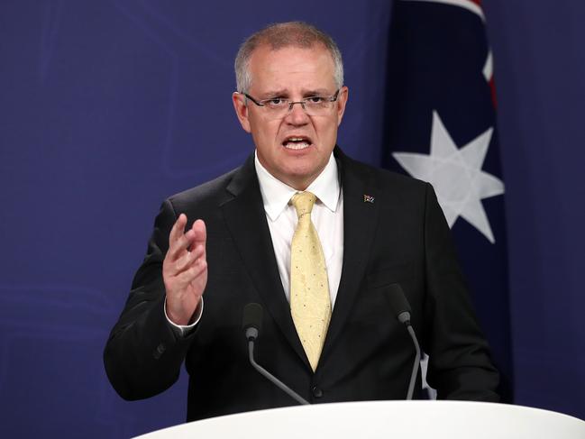 SYDNEY, AUSTRALIA - NOVEMBER 22: Prime Minister Scott Morrison speaks during a press conference on November 22, 2018 in Sydney, Australia. The Federal Government is considering changes to allow Australian-born extremists to be stripped of their citizenship if they are entitled to citizenship in another country. (Photo by Cameron Spencer/Getty Images)