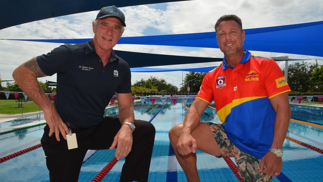 Checking out the pool is councillor Maurie Soars and Member for Hinchinbrook Nick Dametto - who happens to be a North Shore resident.