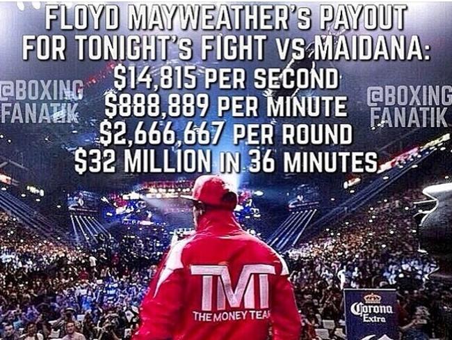 Mayweather’s social media boast.