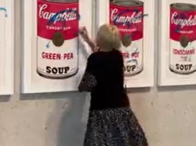 Andy Warhol artworks in Canberra have been damaged by climate protesters.