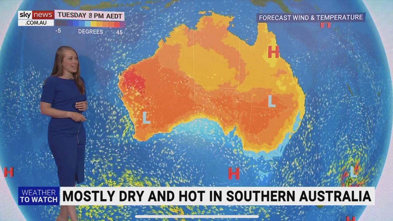 Inland parts of Australia will be blasted with typically intense summer heat during next week. Picture: Sky News Weather