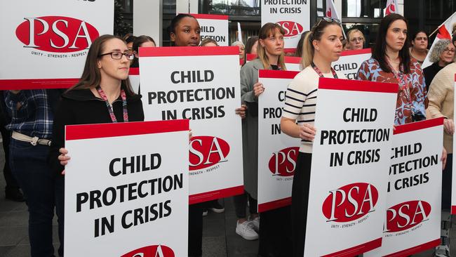 Child protection workers at a protest in Sydney in July 2024. Picture: Gaye Gerard / NewsWire
