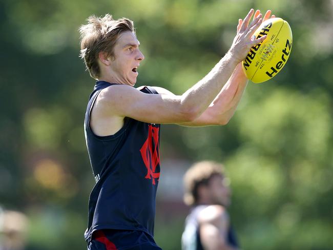 Max King at Melbourne training during his time as a rookie. Picture: Wayne Ludbey