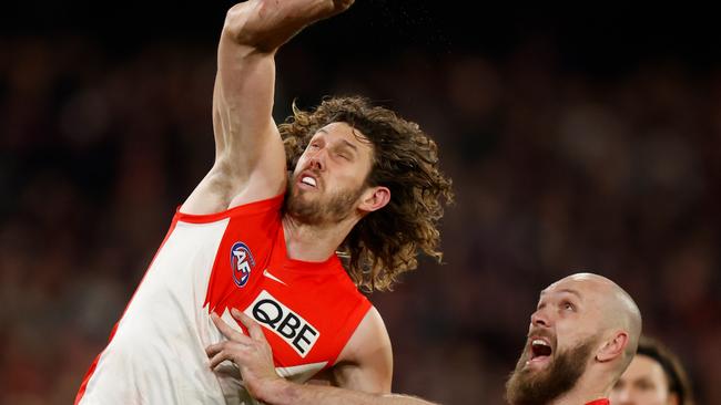 Can the Cats control Tom Hickey and the Swans stoppage game? Picture: Getty Images