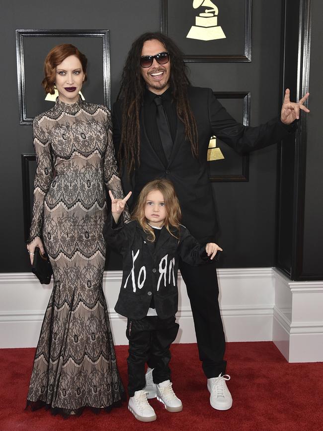 Evis X. Shaffer, D’Angelo Shaffer, and James Shaffer attend The 59th GRAMMY Awards at STAPLES Center on February 12, 2017 in Los Angeles, California. Picture: AP