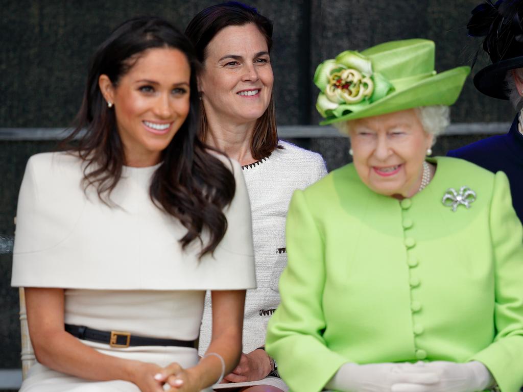 Ms Cohen (back row, centre) worked for the late Queen for 17 years before a brief stint with Harry and Meghan. Picture: Max Mumby/Indigo/Getty Images