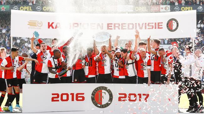 Feyenoord's players celebrate.