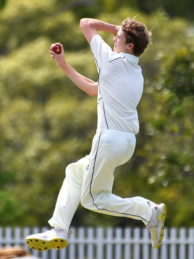 Churchie bowler Dan Boreham. Picture, John Gass