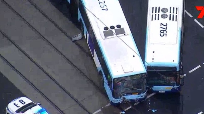 Two buses have crashed in Kensington. Picture: 7 News