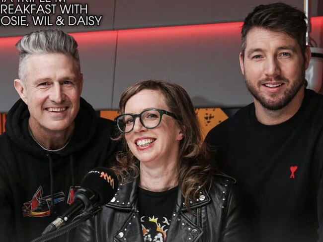 Wil Anderson, Rosie Walton and Dale (Daisy) Thomas hosted Triple M breakfast in the back half of 2024. Picture: Supplied/Instagram