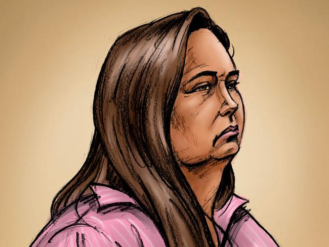 A handout sketch received from the Supreme Court of Victoria on April 29, 2025 shows Erin Patterson, an Australian woman accused of murdering three people with a toxic mushroom-laced beef Wellington, as she faces trial in a case that has grabbed global attention. Patterson, 50, who will be tried in the Latrobe Valley Law Courts in Morwell, south of Melbourne, is charged with three murders -- including both of her parents-in-law -- and one attempted murder. She has pleaded not guilty to all counts. (Photo by Paul Tyquin / SUPREME COURT OF VICTORIA / AFP) / RESTRICTED TO EDITORIAL USE - MANDATORY CREDIT 