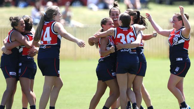 Darebin celebrates its come-from-behind win. Picture: Stuart Milligan